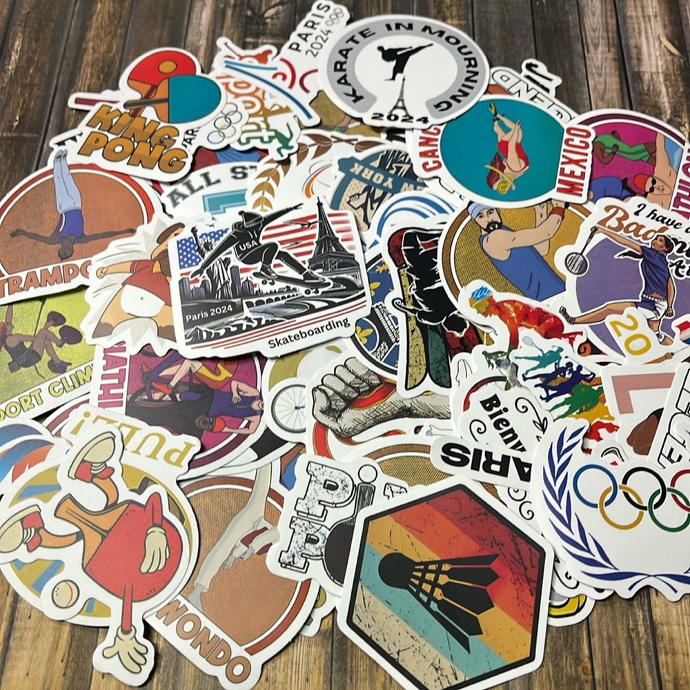 5for$10 Paris Olympics 2024 Sports 50 Pack of Stickers Waterbottle And More